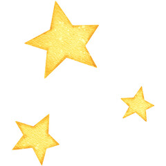 Obraz premium Three Islamic Stars Watercolor Clipart PNG Isolated for Ramadan Night Sky Decoration