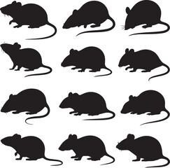 Rat and mice silhouettes. Good use for logo, web icons, symbol, or any design you want.