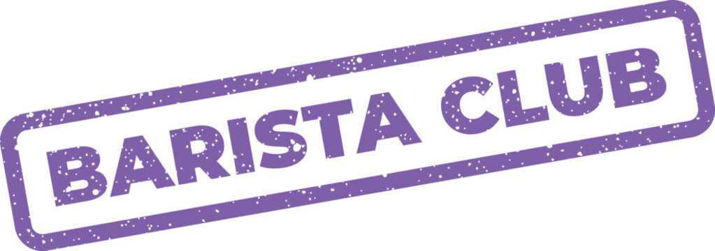 Textured rectangular stamp displaying the phrase Barista Club, ideal for a coffee enthusiast community