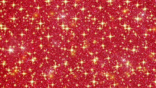 赤　キラキラ　ループ動画　グリッター　ラメ　質感　豪華　高級感　Red and gold glitter sparkle texture background.Shiny glittering stars,luxury red pattern.Loop video.
