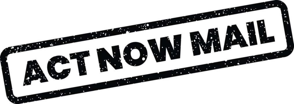 Urgent grunge stamp featuring bold ACT NOW MAIL text, ideal for communication and important notices
