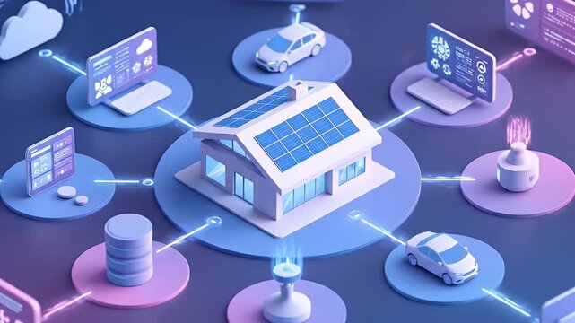 Smart Home Technology Network Connected Devices and Cloud Services.