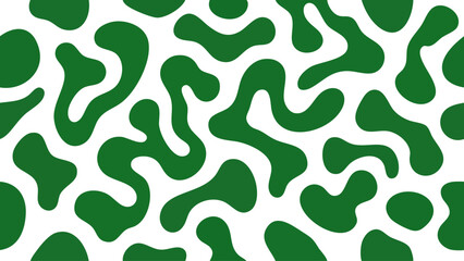 Abstract pattern featuring irregular, flowing green shapes on a white background.
