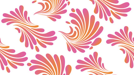 Abstract floral pattern with swirling shapes in shades of pink and orange