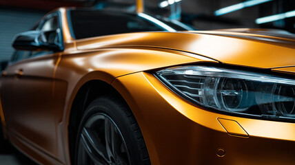 Fototapeta premium Automotive vinyl wrap protection film on car body.