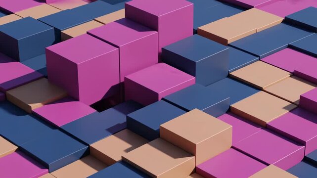 3D Cubes Animation with Colorful Blocks.