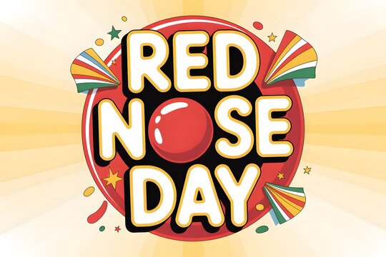 Red nose day logo with colorful design elements