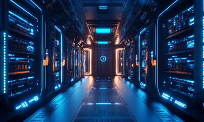 Fototapeta premium big data, cybier security and database abstract concept