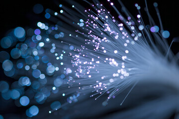 Colorful light strands against a dark background.