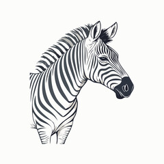 Captivating monochrome zebra portrait illustration showcasing the unique striped patterns of this iconic savanna animal, perfect for nature and wildlife-themed designs and artistic projects