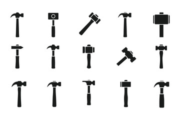 hammer icon silhouette vector illustration isolated