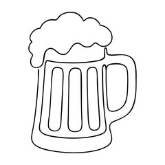 Dibujo con línea continua de una jarra de cerveza con espuma  © teracreonte