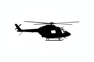 Fototapeta premium Helicopter Silhouette: A sleek, dynamic silhouette of a helicopter poised in mid-air, a symbol of aviation and exploration. 