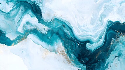 Luxury Turquoise Alcohol Ink Abstract Background with Golden Glitter Accents and Fluid Marble Ripples for Premium Branding and Art