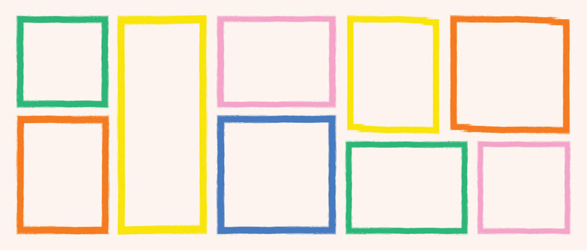 Grunge frame collection. Grunge border set. colorful grunge rectangle and square shapes. abstract dirty grunge background. colorful grunge brush frame collection 