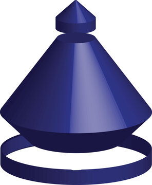 Blue 3D Geometric Cone Design with Decorative Ring and Finials