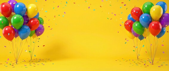 Colorful balloon celebration setup festive atmosphere party decorations cheerful environment bright viewpoint joyful concept for party planning