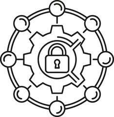 Obraz premium Simple line art icon representing data security and protection.