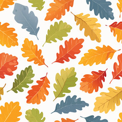 Obraz premium Vibrant autumn leaves pattern on white background.