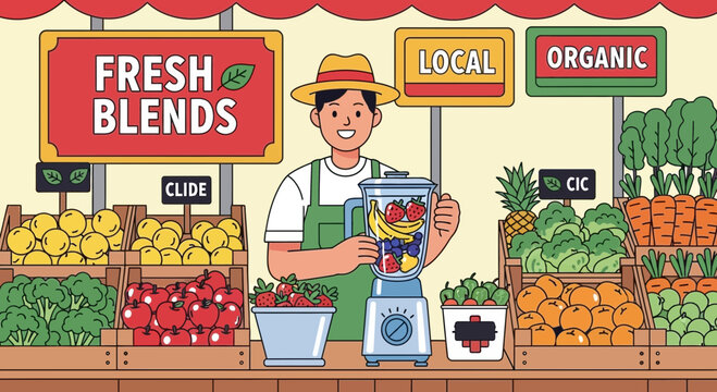 Fresh Blends at the Local Organic Market Stall.