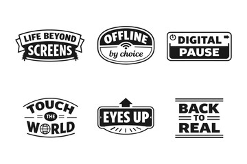 Obraz premium Digital detox emblems promoting offline living and mindfulness