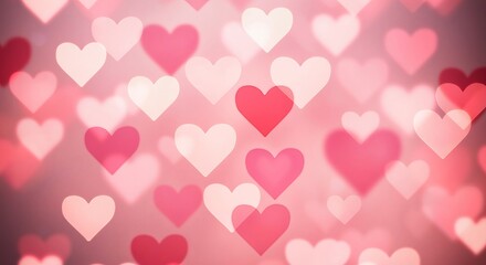 Romantic Valentine s Day Celebration Backdrop with Soft Pastel Hearts and a Dreamy Bokeh Effect