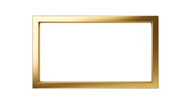 Elegant gold frame with a minimalist rectangular design against a plain background