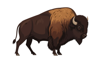 Detailed American bison illustration isolated on white background. © icik icik bum