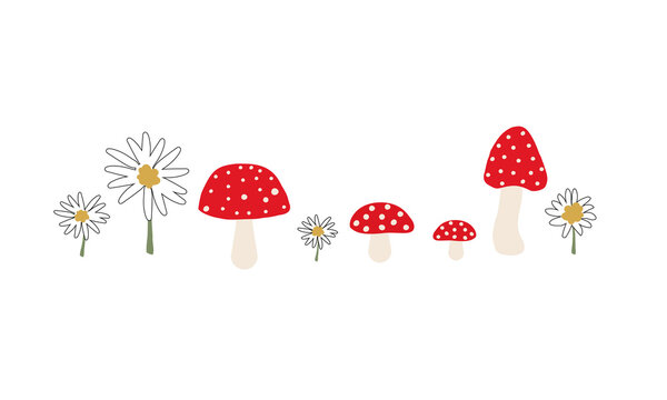 Mushroom and daises design element.eps