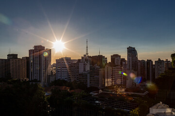Fototapeta premium Pôr do Sol na Avenida Paulista - Sâo Paulo - Brasil
