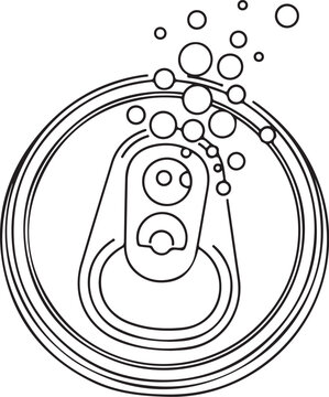 Soda Can Tab Open Bubbles Rising Vector Illustration Isolated on white background