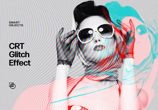 CRT Glitch Photo Effect Mockup