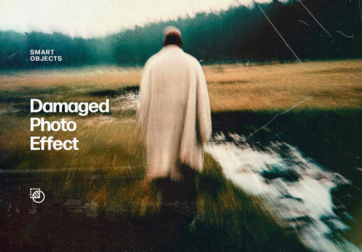 Damaged Photo Effect Mockup