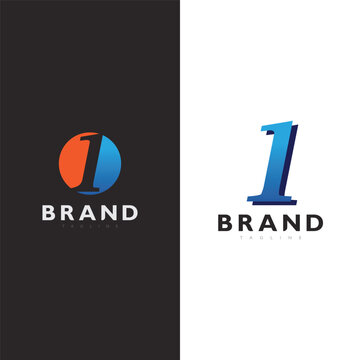 Minimalist number one badge logo suitable for technology startup brand identity design concept