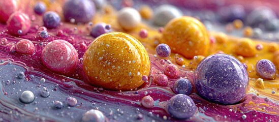 Colorful Abstract Spheres in a Liquid Texture