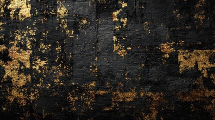 Obraz premium Abstract Luxury Black and Gold Textured Background with Grunge Metallic Foil Accents
