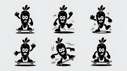 Fototapeta premium A bunch of pineapple emoticons in different poses