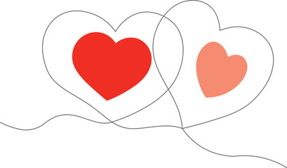 Continuous line art drawing of two connected hearts a minimalist vector illustration symbolizing love unity and relationships