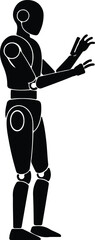 silhouette humanoid robot standing reaching forward for future technology concept vector design