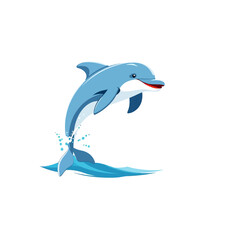 Naklejka premium Cartoon dolphin jumping out of water