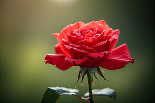 Red Rose on Natural Background &ndash; Classic Love Flower