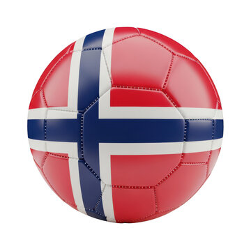Norway flag design on a soccer ball isolated on a transparent background