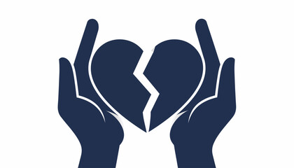 Fototapeta premium Silhouette Hands Protecting Broken Heart Symbol for Loss and Recovery Concept
