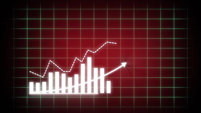 Economic growth 2002 timeline bar chart background animation. Corporate revenue increase graph with rising arrow 4K...