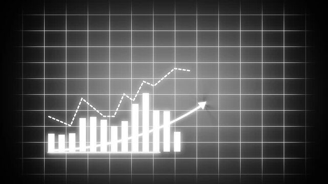 Economic growth 2004 timeline bar chart background animation. Corporate revenue increase graph with rising arrow 4K...
