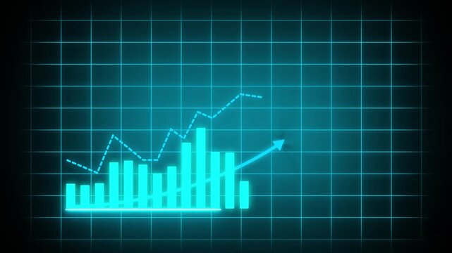 Economic growth 2004 timeline bar chart background animation. Corporate revenue increase graph with rising arrow 4K...