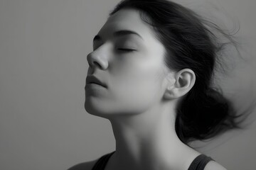 Fototapeta premium A studio shot of breath, zesting up a simple vibe with gentle facial cues.