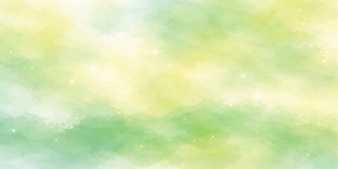 Abstract watercolor nature background featuring a soft spring sky with blurred sun bokeh and green grass in a bright sunny vector design © ZT Stock Studio