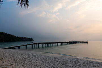 Coconut beach on Koh Rong, and isalnd off the coast of Cambodia,  idyllic and peaceful.
