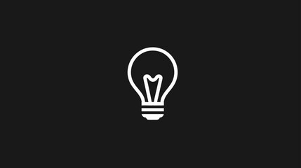 Abstract White Light Bulb Outline Icon on Dark Background for Idea, Innovation, and Thinking Concept